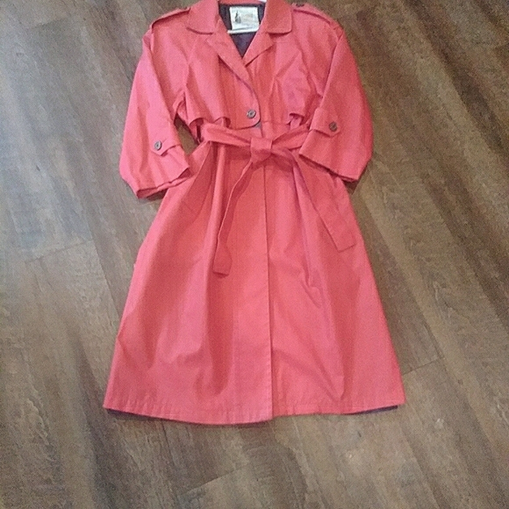 London Fog vintage 70s rain trench coat RED - Picture 5 of 15